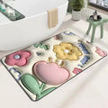 Soft Diatom Mud 3D Three-dimensional Expansion Small Flower Floor Mat Bathroom Toilet Toilet Absorbent Quick Dry Foot Mat