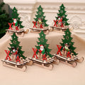 Creative Christmas DIY Decorations Painted Wooden Sleigh & Small Jigsaw Puzzle Big Plastic Snowman Tree & Ornaments Gift Set