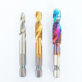HSS 6pcs Combination Drill Bits Thread Tap Set with 1/4 Inch Hex Shank Metric UNC UNF BS Box Kit Package