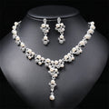 Wholesale New Luxury Silver Pearl Diamond Necklace Sweater Bone Chain Indian Bridal Jewelry Set Wedding