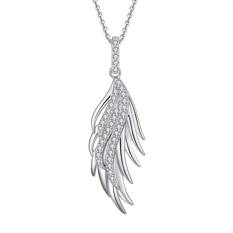 925 Sterling Silver Custom Design Cz Angle Wing Feather Jewelry Customized