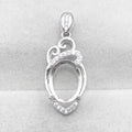 Sterling Silver 9*12mm Semi Mount Pendant Empty Frame Blank Support Setting S925 Base Holder Without Center Stone for DIY Inlay
