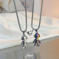 HOVANCI  Men Women Stainless Steel Astronaut Robot Pendant With Magnetic Necklace for Couple Men Women Spaceman Necklace