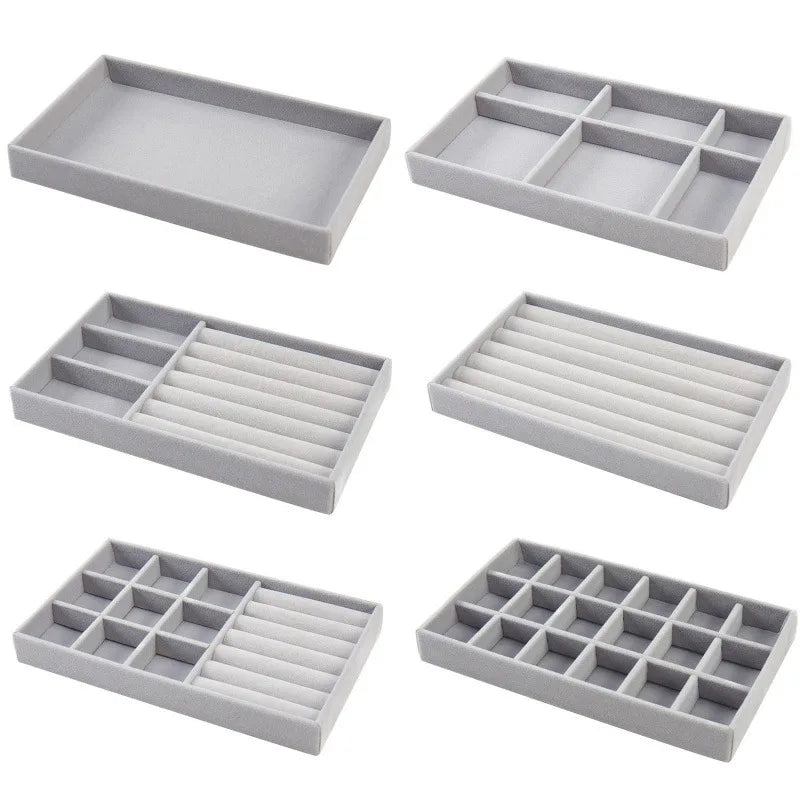 Small 21.5*13cm Cheap Velvet DIY Jewelry Holder Tray Organizer Jewelry Divider Inserts for Dresser Drawers Wholesale