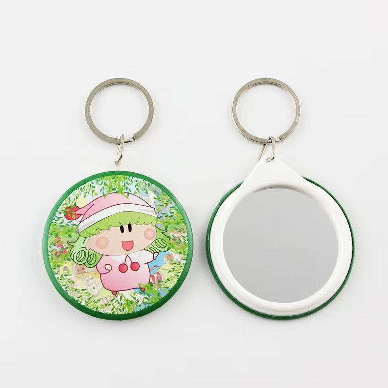 Custom 44/58mm Round Modern Anniversary Mirror Keychain for Button Badge Souvenir Gift