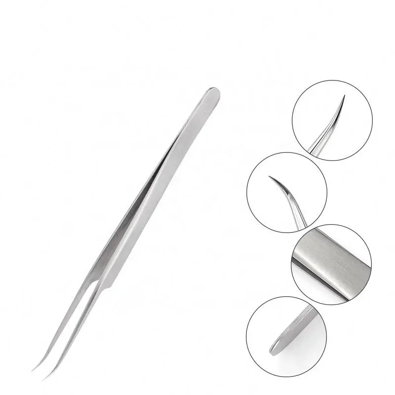ELITER Hot Sell 30 Degree Tip Slim Tweezers Eyelash Tweezers Custom Logo Stainless Steel Eyelash Tweezer