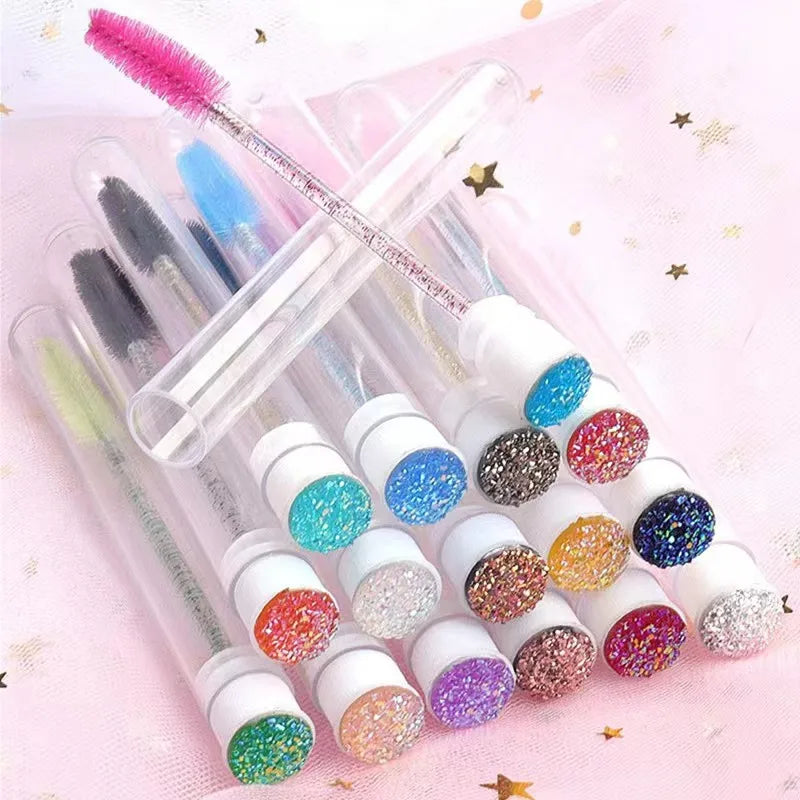 Wholesale Eyelash Extension Mascara Spoolie Cleaning Brush Disposable Crystal Rod Eyelash Brush Tube Lash Brushes