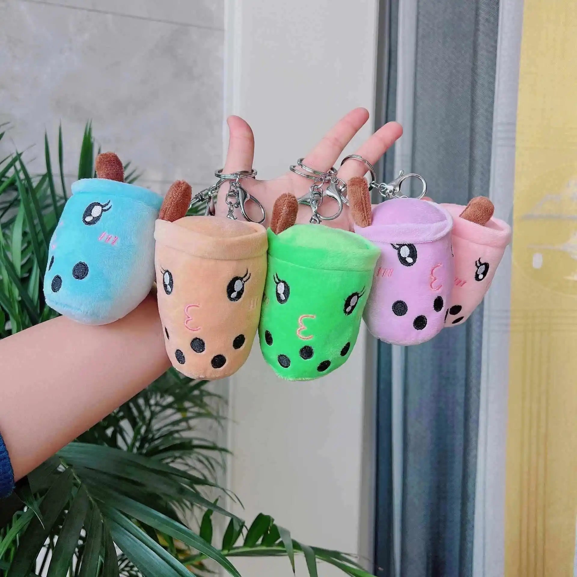 11cm Milk Tea Stuffed Toy Claw Machine Plush Keychain Cute Boba Key Chains Custom Charm Pendant Kawaii Bubble Tea Cups Keychain