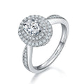 New Trendy White Gold Plated Solid 925 Sterling Silver 1 Carat Oval Cut Fashion Engagement Wedding Rings Jewelry for Women