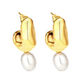 Women's Fashion Earrings Natural Pearl with Gold Plating Trendy Religious Style for Parties Weddings Gifts Made From Brass