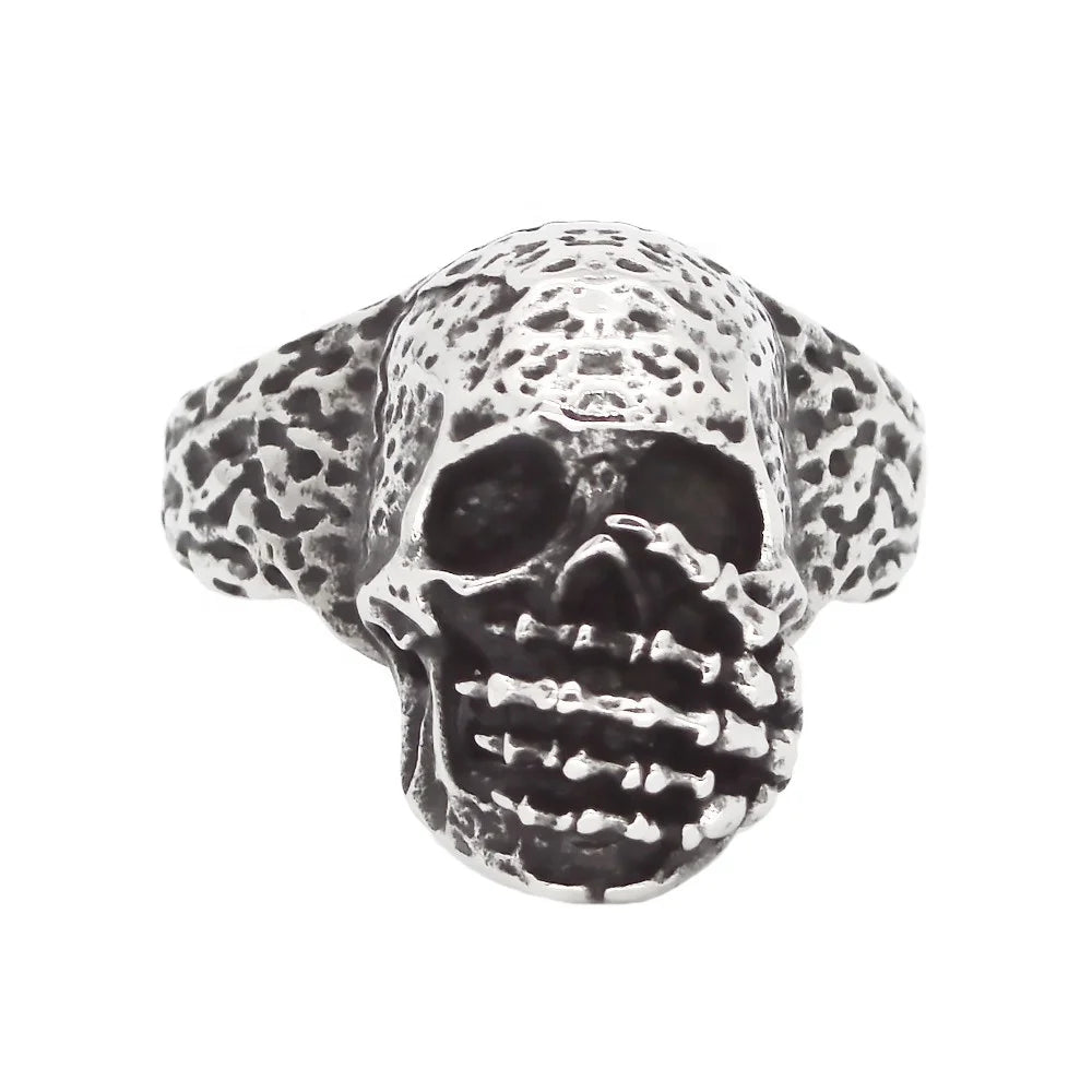 Men's Gothic Soldier Stainless Steel Skeleton Hands Punk Skull Ring Jewelry Vintage Biker 316L Customize Ring