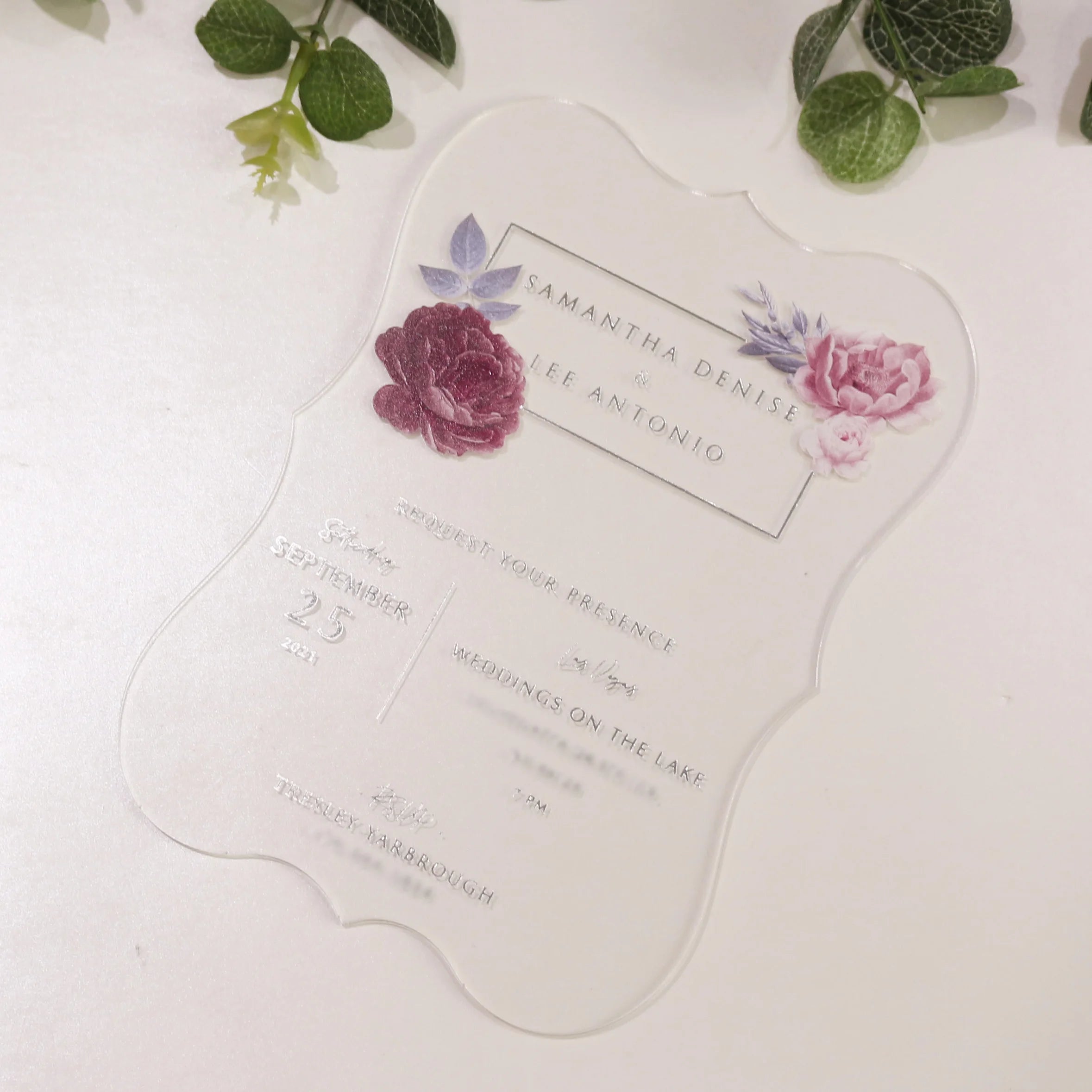 2025 Hot Sell Delicate Custom Printing Design Acrylic Wedding Cards With One Foil on the Edge of Envelope