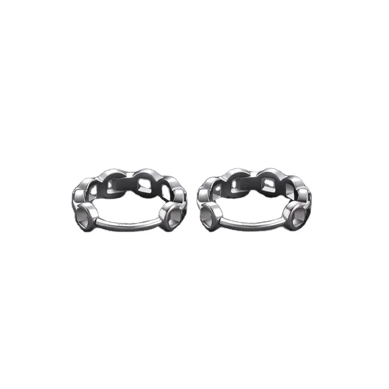 2023 INS Fashion 925 Sterling Silver Cold Wind Plain Geometric Round Silver Hoop Earring Fine Jewelry for Women