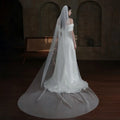SLBRIDAL Cut Edge Pearls Wedding Long Cathedral Veils With Comb White Bridal Veils Wedding Accessories for Bride Mariage Women