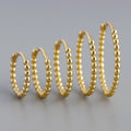 Fine Jewelry 18K Gold/Platinum Plated 925 Sterling Silver Minimalist Wave Beads Hoop Earrings 9mm/10mm/12mm/14mm/16mm