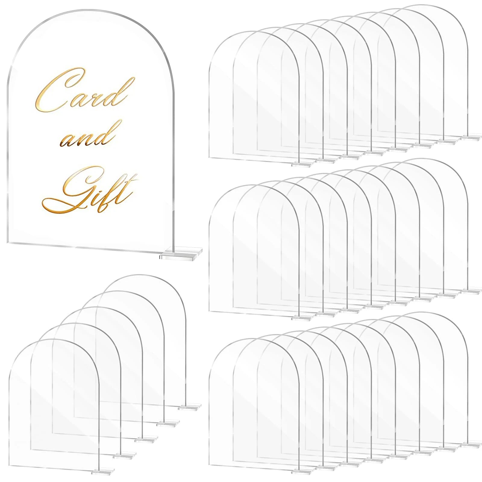10x15cm clear Arch Blank Place Card Holders Table Number Stand Wedding Round Top Acrylic Sign With Stand