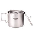 Titanium Cup with Lid Folding Handle Outdoor Camping Mug Pot Drinkware 300ml/350ml/450ml/550ml/650ml/750ml