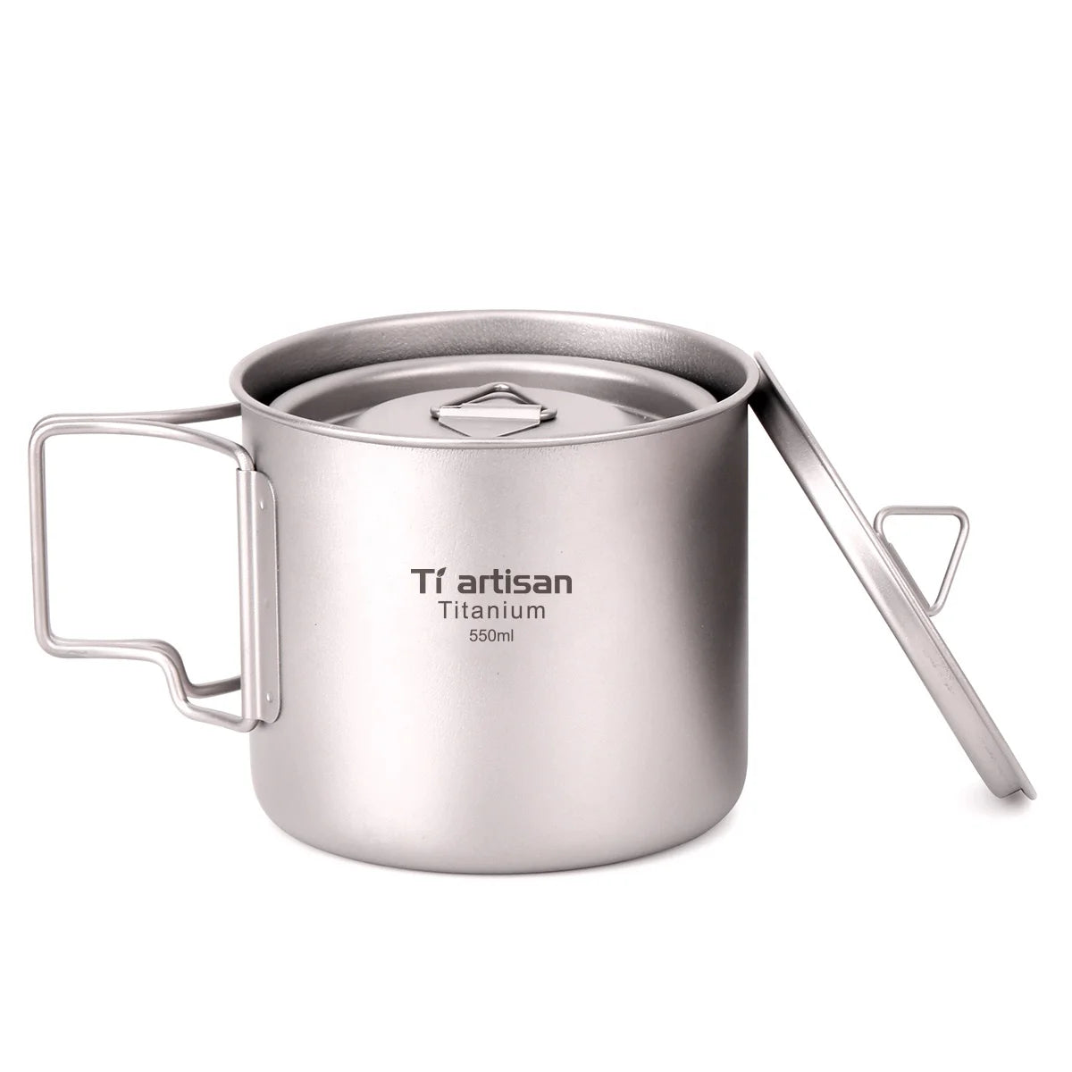 Titanium Cup with Lid Folding Handle Outdoor Camping Mug Pot Drinkware 300ml/350ml/450ml/550ml/650ml/750ml
