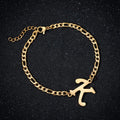 Fashion Non Tarnish 18K Gold Silver Plated Charm Alphabet A-Z 26 Letters Stainless Steel Initial Bracelet Jewelry for Women