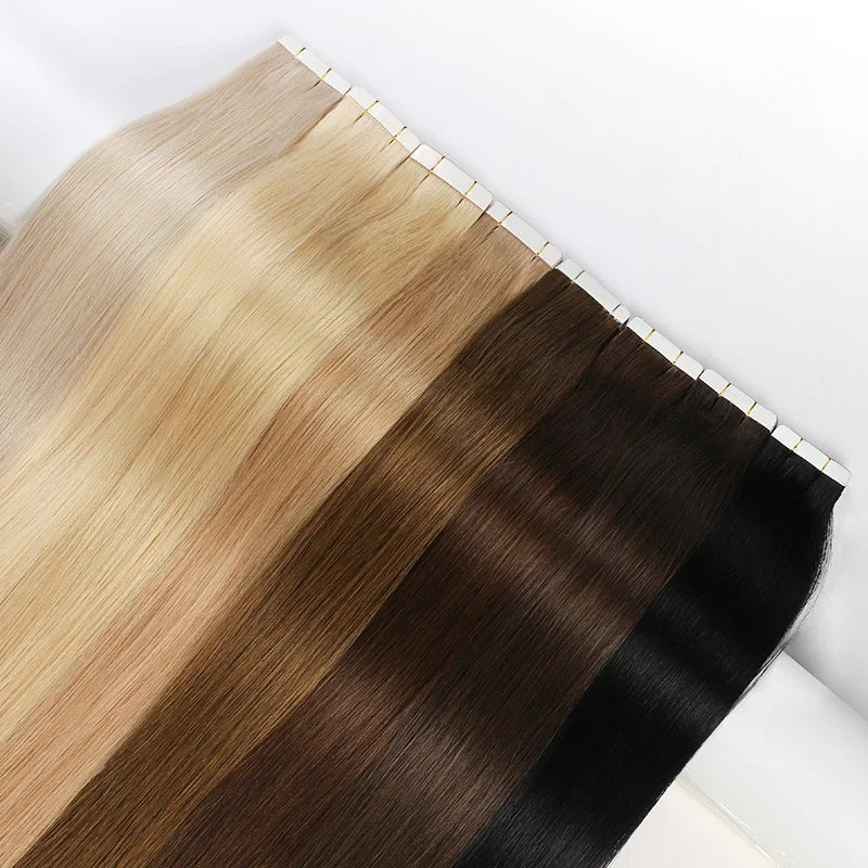 Wholesale Kinky Straight Tape in Extension Double Drawn Raw Brazilian Human Hair Extension Vendors 28 Inch Tape Hair