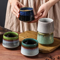 MSH Vintage 225ml Reaction Glaze Ceramic Cappuccino Mug Engraved Logo for Office