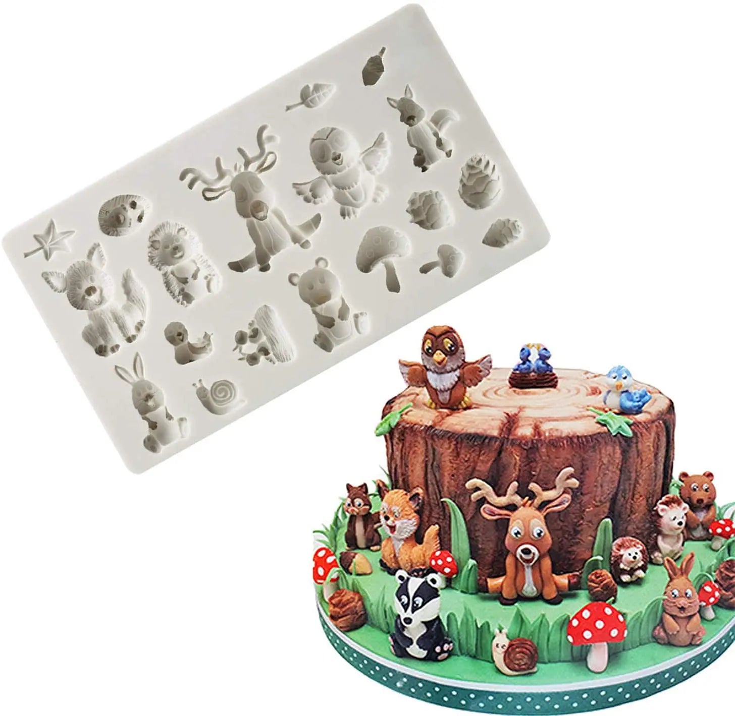 Forest Animals Silicone Mold Zoo Animal Fondant Mold for Chocolate Candy & Resin for Cake Tools