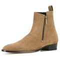 Wear-Resistant Waterproof Ankle Autumn Winter Brown Suede Leather Boots Men's Genuine Leather Casual Zipper Customize Logo