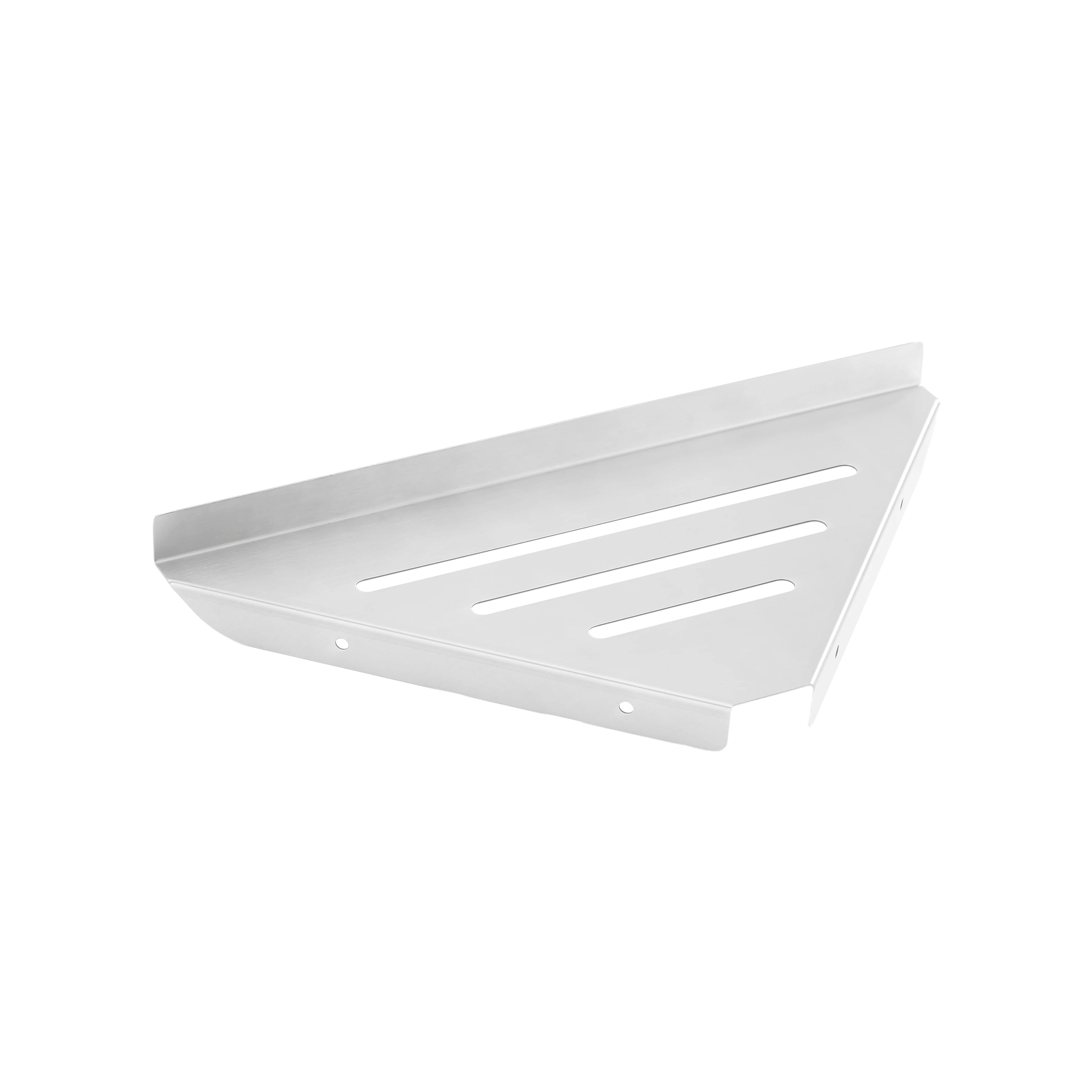 HF Wholesales 304 Stainless Steel Modern Brushed Finish Triangle Bathroom Storage Shelves Toilet Wall Mounted Corner Shower Rack