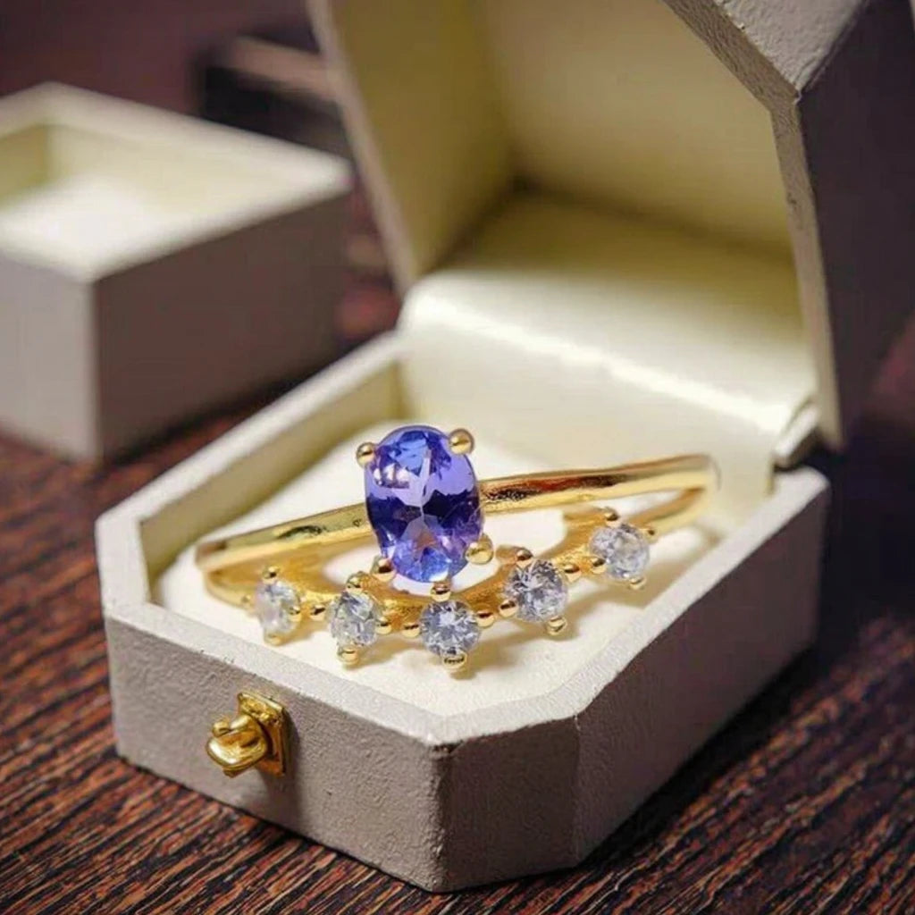 Hot Selling 925 Silver Wedding Party Rings for Girls Classic Style Natural Tanzanite Oval Cut Low Price Name Design for Kids