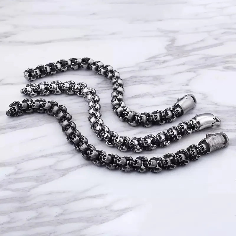 Retro Mens Skull Accessories Chain Stainless Steel Bracelet Pulseras Hombre Punk Man Jewelry Vintage Men Titanium Bracelets