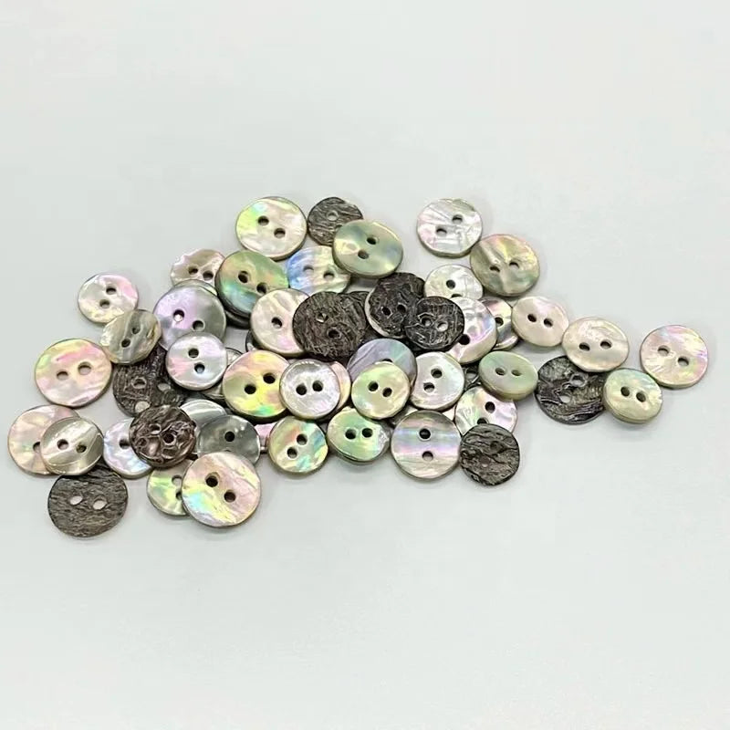 Natural  Green Blue ABalone Shell Button With 2 Holes Flatback Round Shirt Button