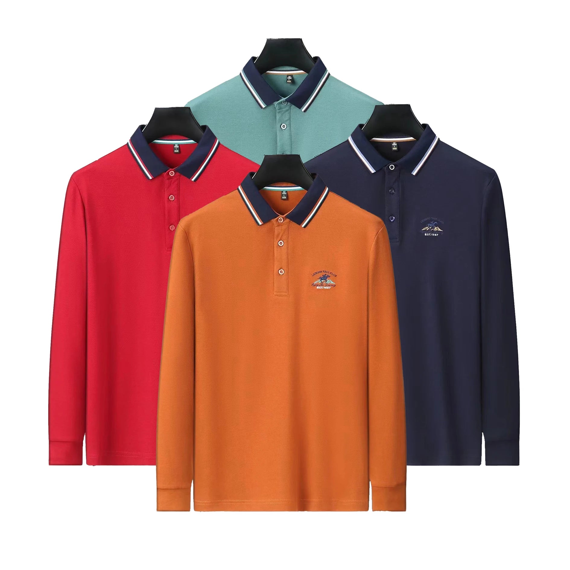 2024 Custom Logo Men's  T-Shirt High Solid Pattern Embroidered Golf s Button Decoration Long Length Knitted Fabric Blank