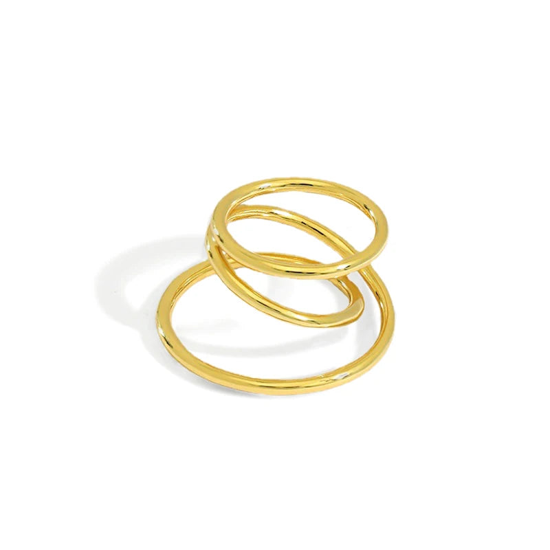 Casual Triple Layer Cross 925 Sterling Silver Adjustable Ring Smooth Slinky Fashion Ring