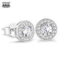 KRKC Hip Hop Gold Fashion Jewelry 925 Sterling Silver Stud Earrings Round Square 7.5mm CZ Diamond Earrings for Men Women 2021