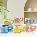 M Hand Drawn Butterfly Bow Mug Niche Household Square Ceramic Coffee Cup Office Drinking Cup Exquisite Birthday Gift for Girls