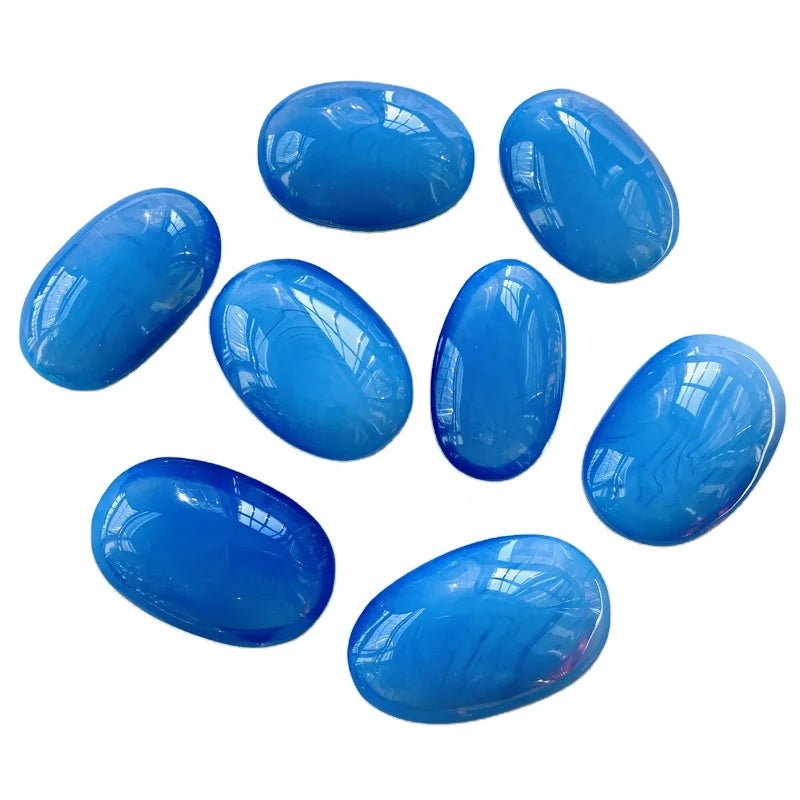 wholesale hand crafted healing crystal blue opal palm stone