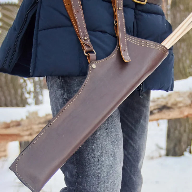 Vintage PU Leather Arrow Storage Bag Quiver Bag Waist Belt Hip for Arrow Backpack Over Shoulder for Outdoor Hunting