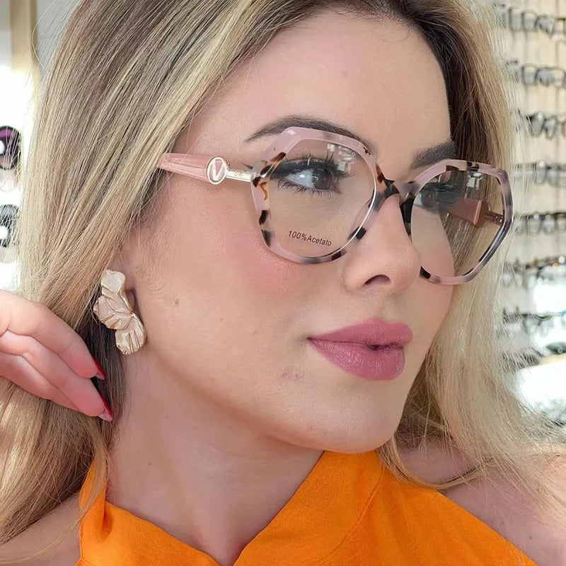 5028Tr90 Polygon Glasses Anti Blue Light High Quality Eyeglasses 2024 Women Eyewear Luxury Brand Glasses Custom Logo Color Wear