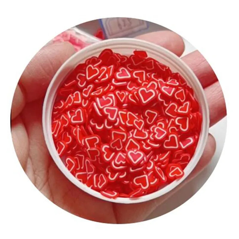 Wholesale Polymer Clay Sprinkles 5mm Red Heart for Playdough & Slime