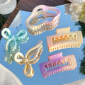 Wholesale Korean Large Sweet Gradient Hair Claw Fashion Large Hair Claws Pink Square Hair Claw Big Strong Grip