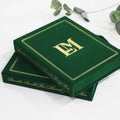 Luxury Emerald Green Velvet Wedding Invitation Box Acrylic Wedding Card With Ribbon Bow