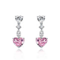 925 Silver Jewelry Heart Earrings for Women Pink Zircon Dazzling Earrings Bride Classic Wedding Engagement Jewelry