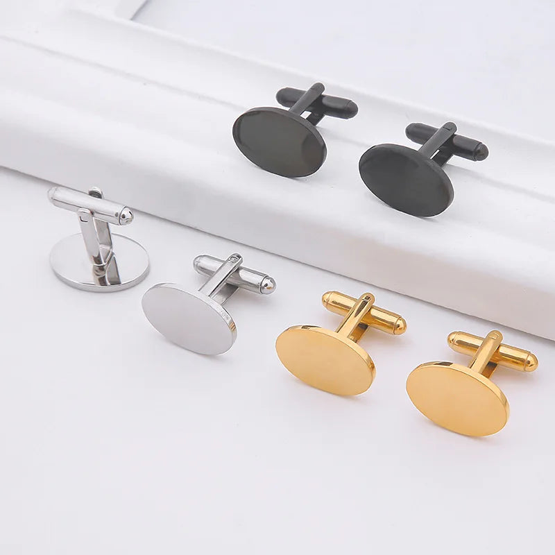 Wholesale Custom Oval Shape Stainless Steel Cufflinks for DIY Weddings Engagements Parties Anniversaries China Production