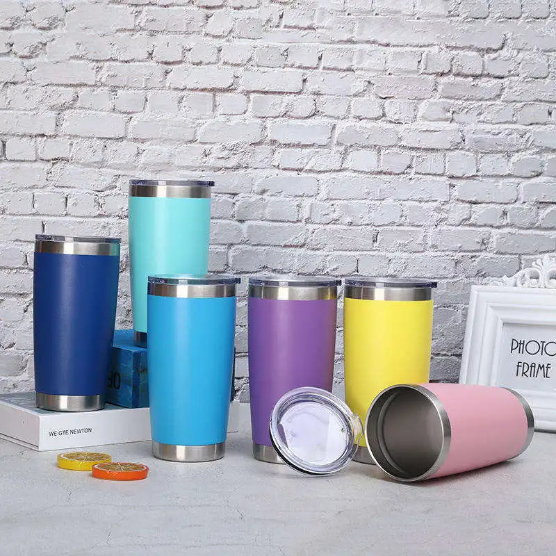 Custom Logo Double Wall Stainless Steel Travel Coffee Mug Thermal Vacuum Insulated Cup Sublimation Tumbler With Slip Lid
