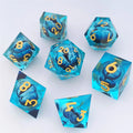 High Quality Polyhedral Blue Clear Resin Dice Set Tabletop Board Game Dice Accessories Dnd Resin Liquid Core Dice Set