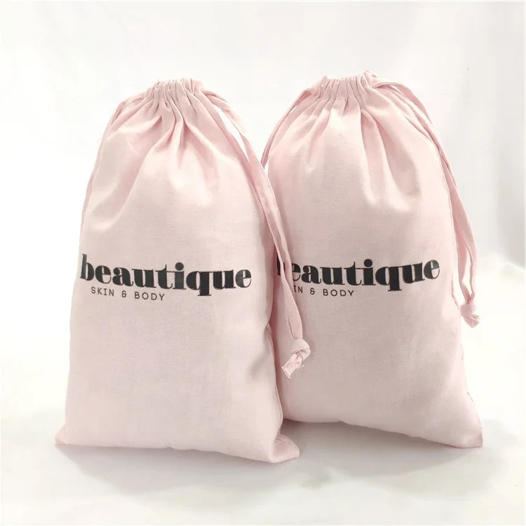 Chuanghua Custom Printed Logo Organic Cotton Recyclable Drawstring Pouch Bag for Cosmetic Clothing