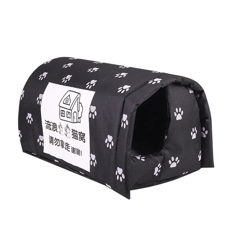 Waterproof Eco-Friendly Foldable Outdoor Cat House with Oxford Fabric Warm Shelter for Stray Cats