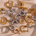 Dreamshow Minimalist PVD Gold Plated Jewelry Stainless Steel Gold Hoop Earrings Water Proof Hoop Earring Set