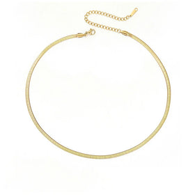 Stainless Steel 18K Gold Snake Chain Layer Necklace Gold Chain Necklaces Herringboned Chain Choker Necklace Flat Snake Gold
