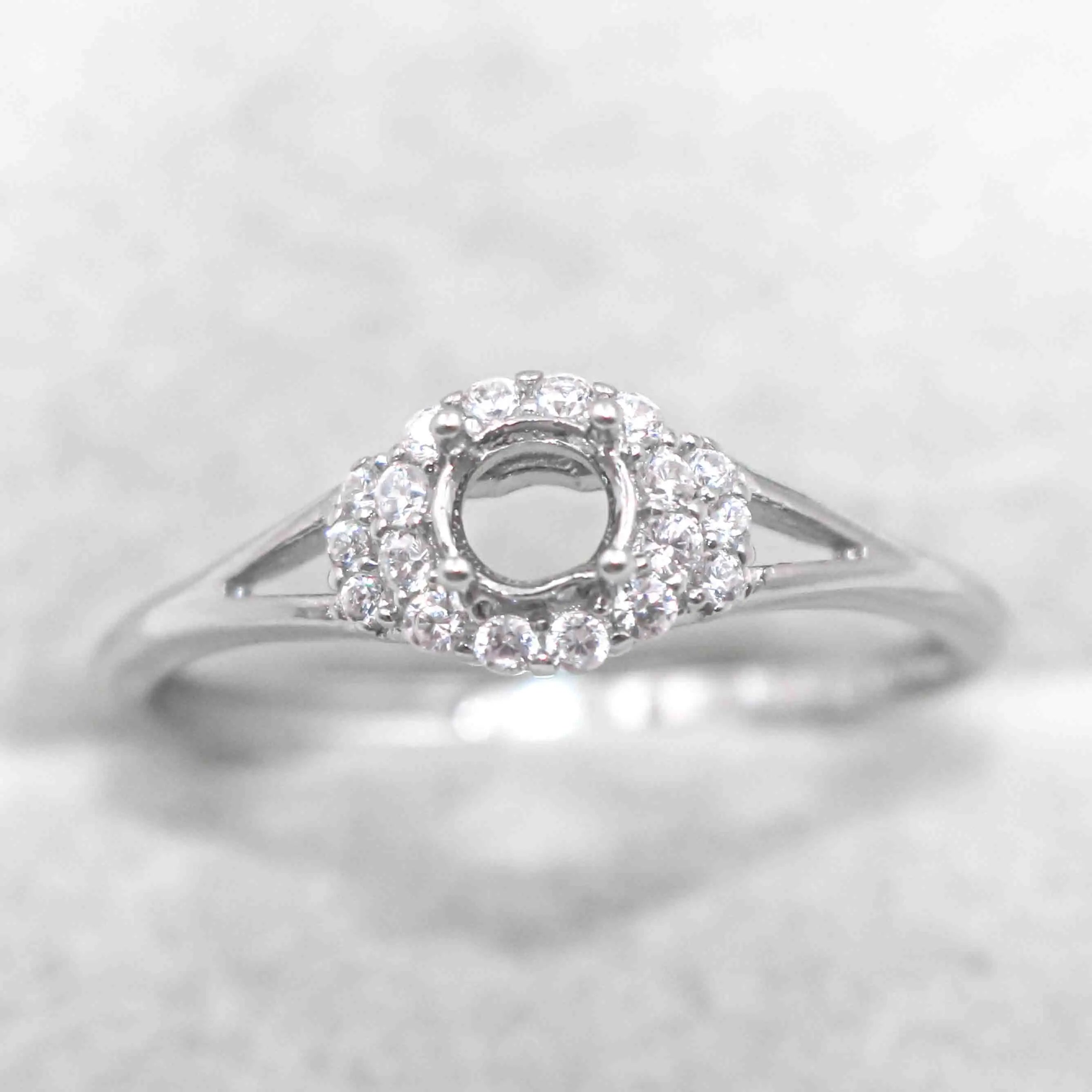 Sterling Silver 3mm/4mm Semi Mount Ring Empty Frame Blank Support Setting S925 Base Holder Without Center Stone for DIY Inlay